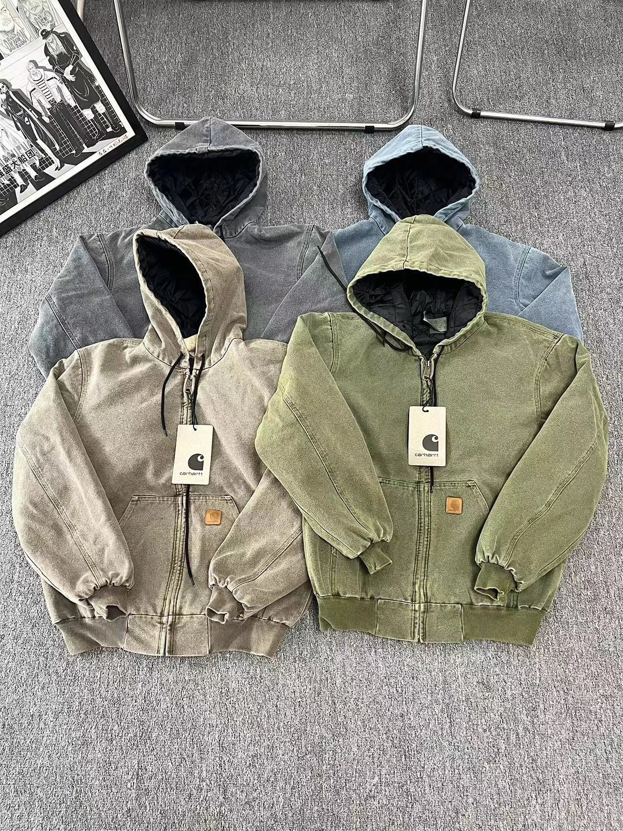 Washed Distressed Vintage Cotton Jacket (For size recommendations, please contact WhatsApp: +85264813501)