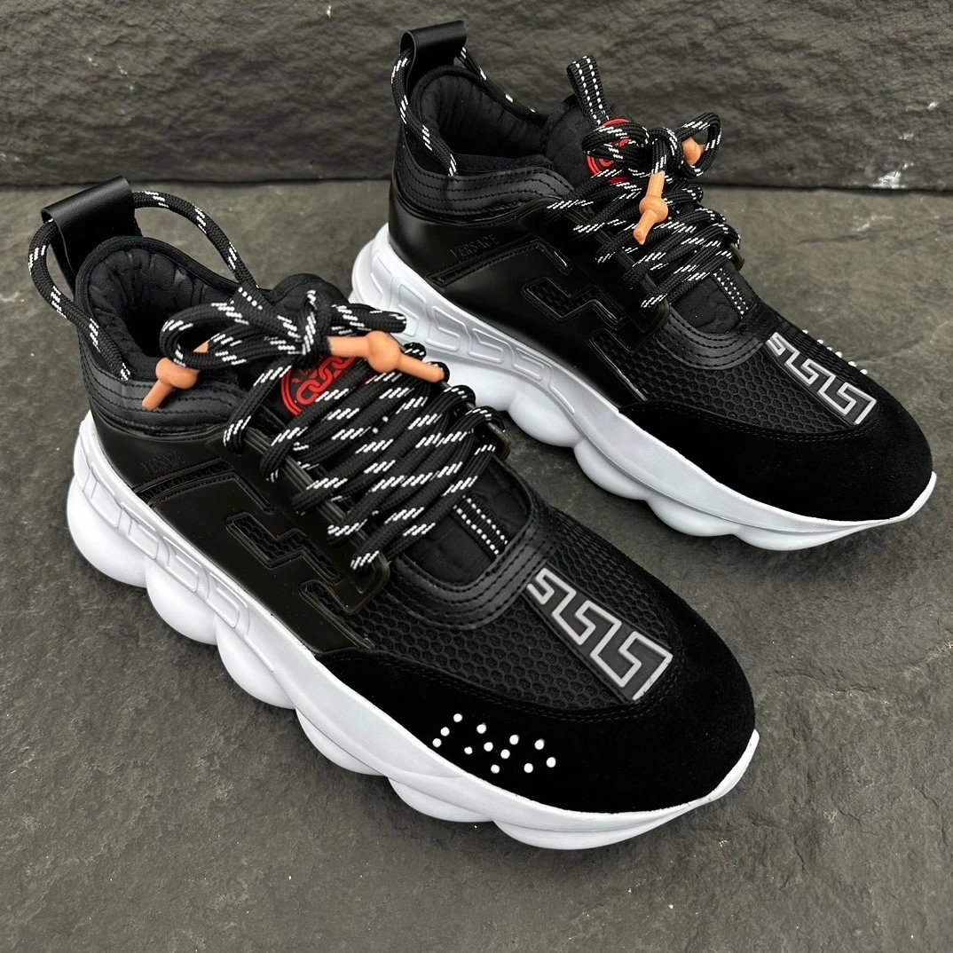 Versace Chain Reaction Black and White Chunky Sneakers