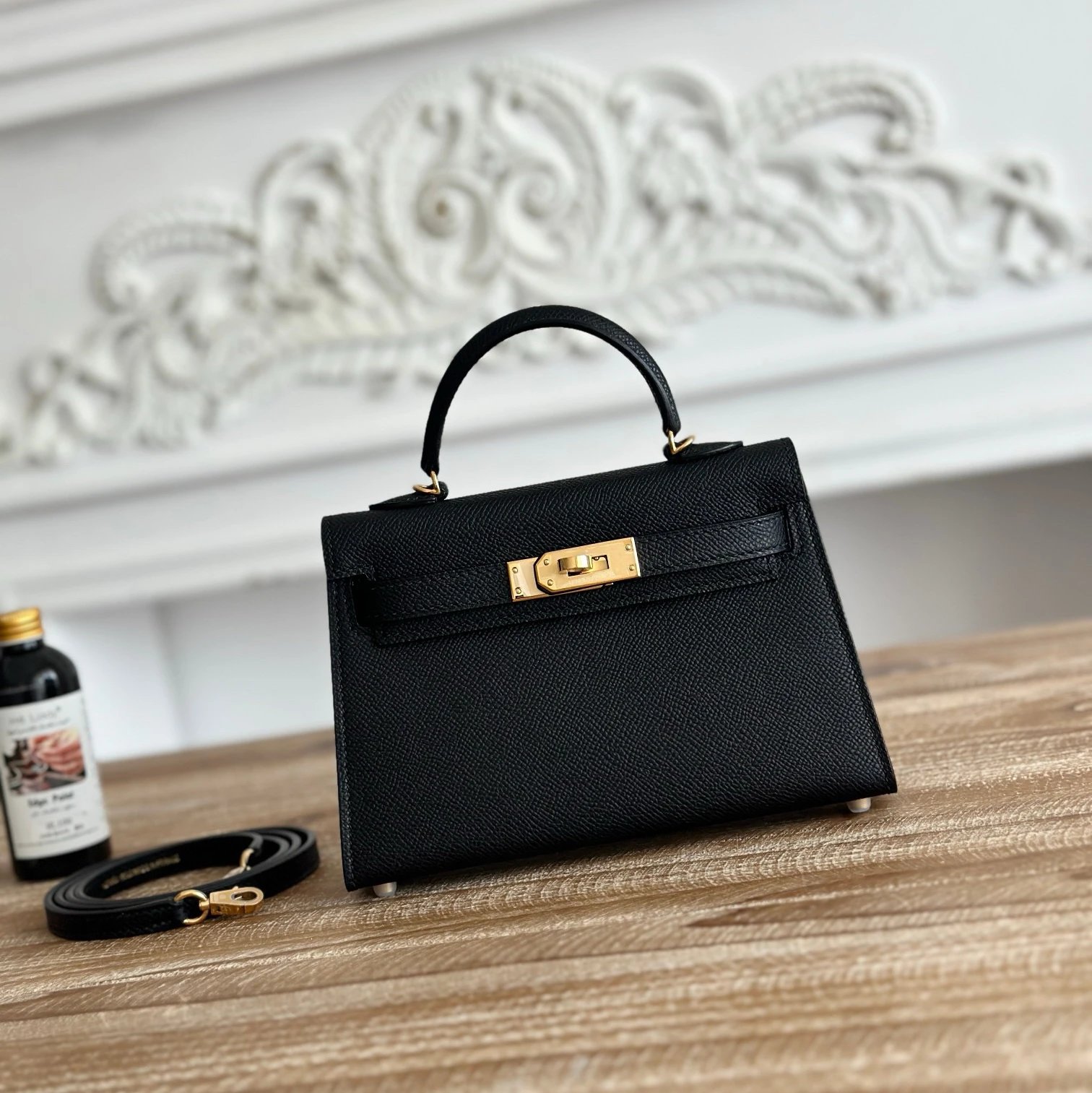 Hermès Mini Kelly II Black Epsom Leather with Silver Hardware