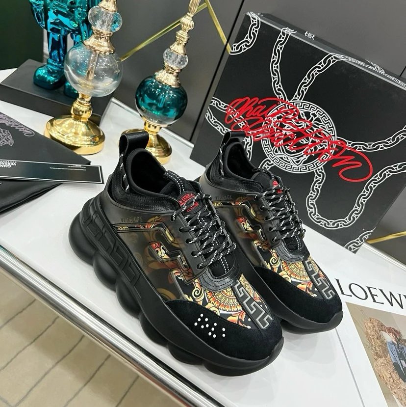 Versace Chain Reaction Sneakers Black Multicolor Chunky Sneakers