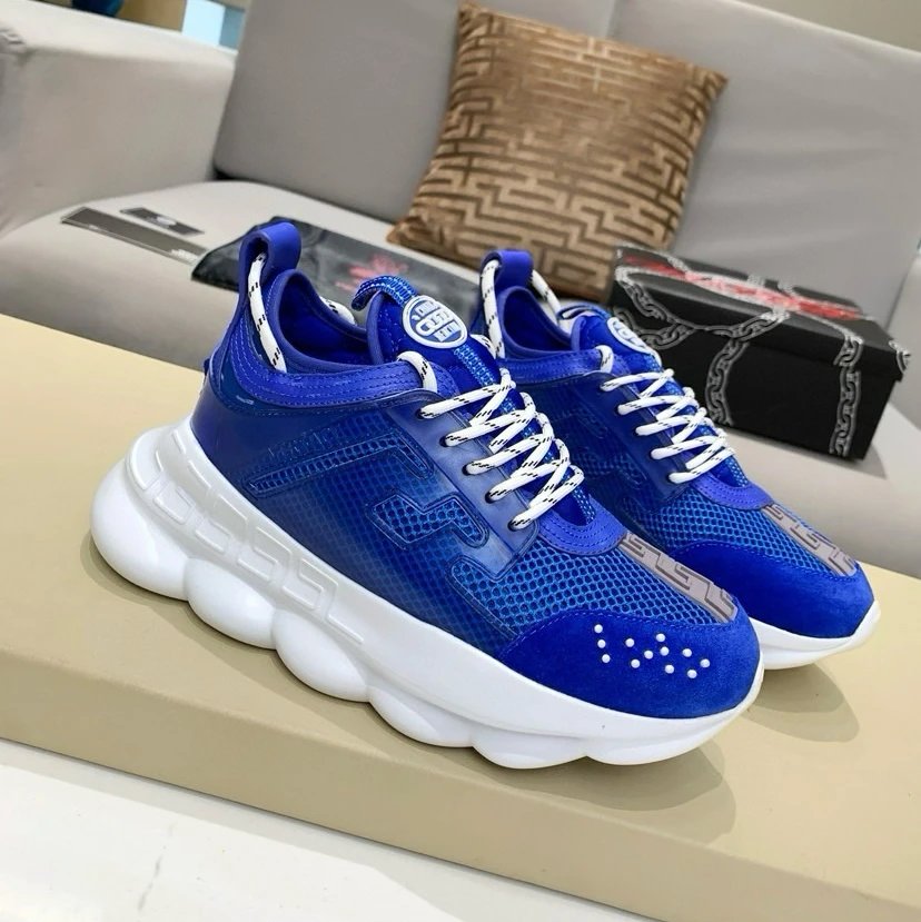 Versace Chain Reaction Blue Mesh Sneakers Chunky Sneakers