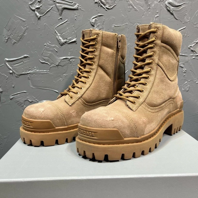 Balenciaga Arena Combat Boots Beige Boots