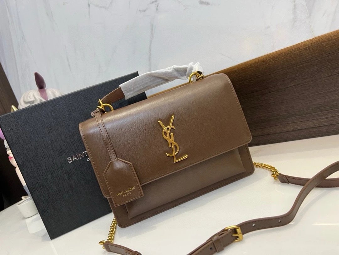 Saint Laurent Brown Leather Shoulder Bag