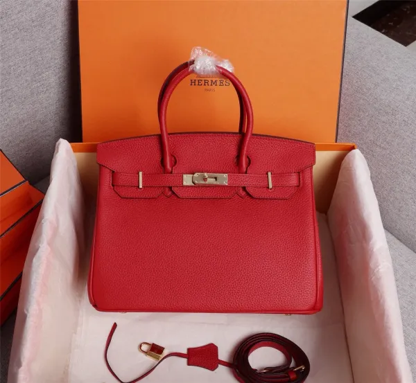 Hermès Birkin 30cm Rouge Casaque Togo Leather Handbag - 35