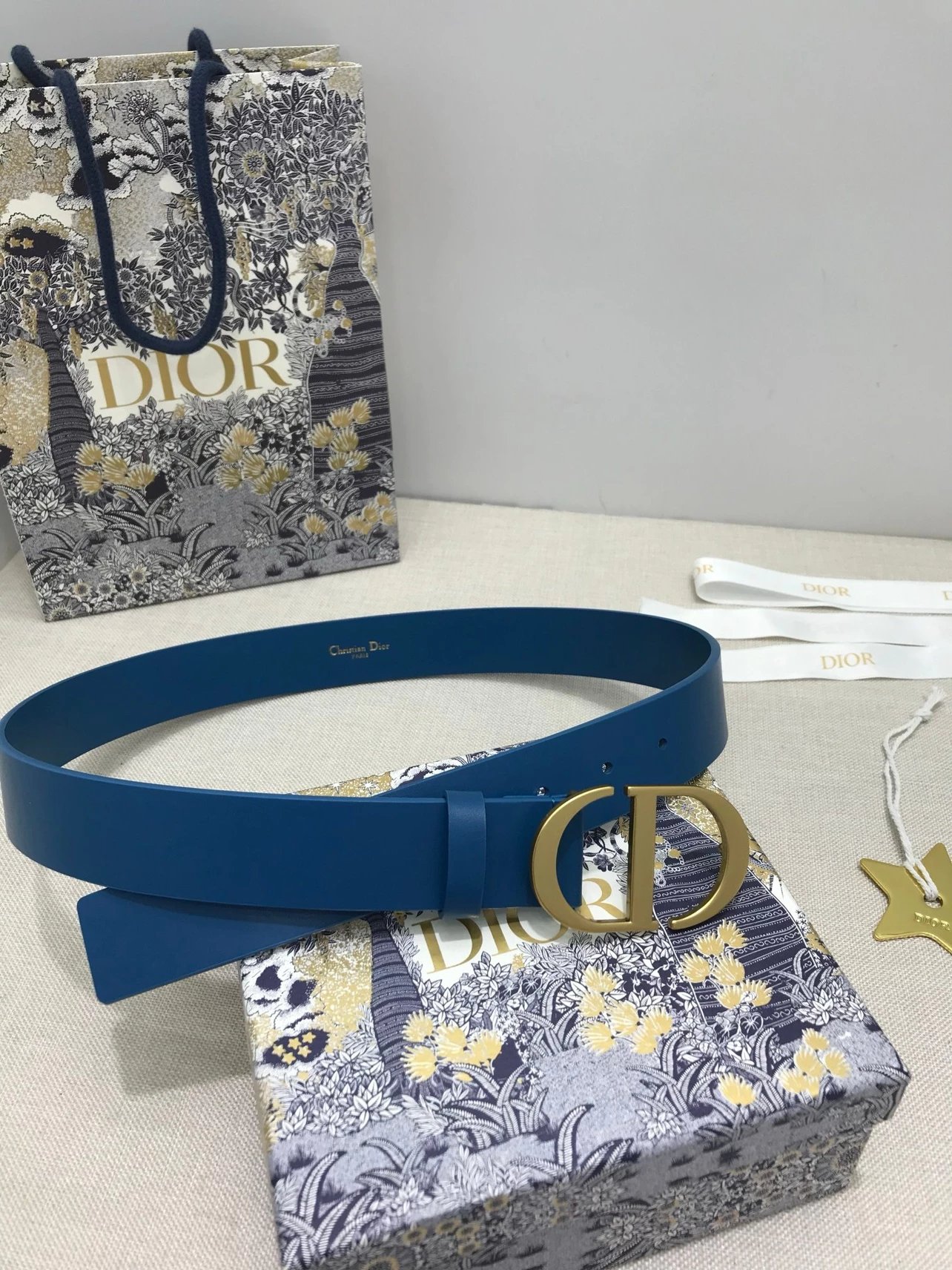 Dior CD Belt in Gray with Gold-Tone Buckle - 11