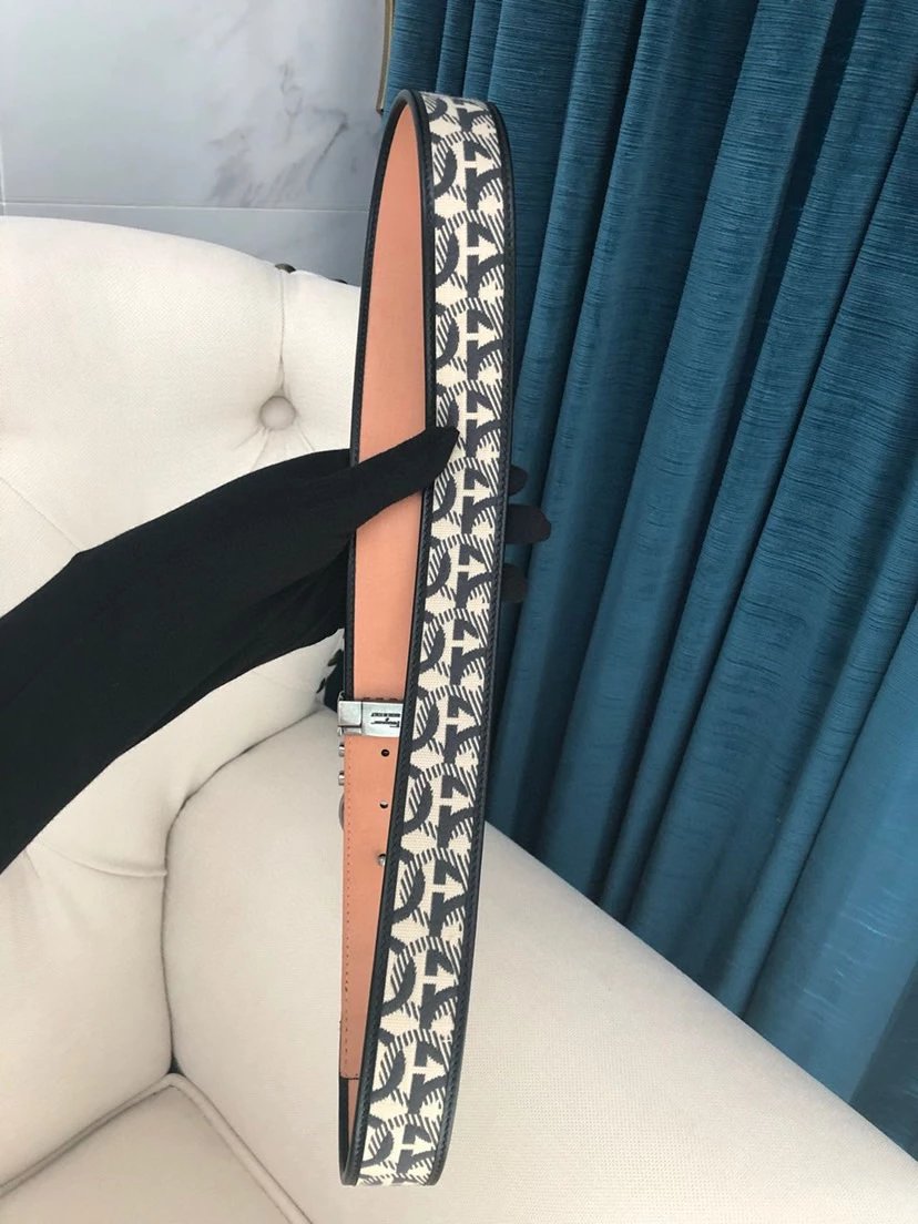 Salvatore Ferragamo Gancini Embossed Leather Belt Gray - 62