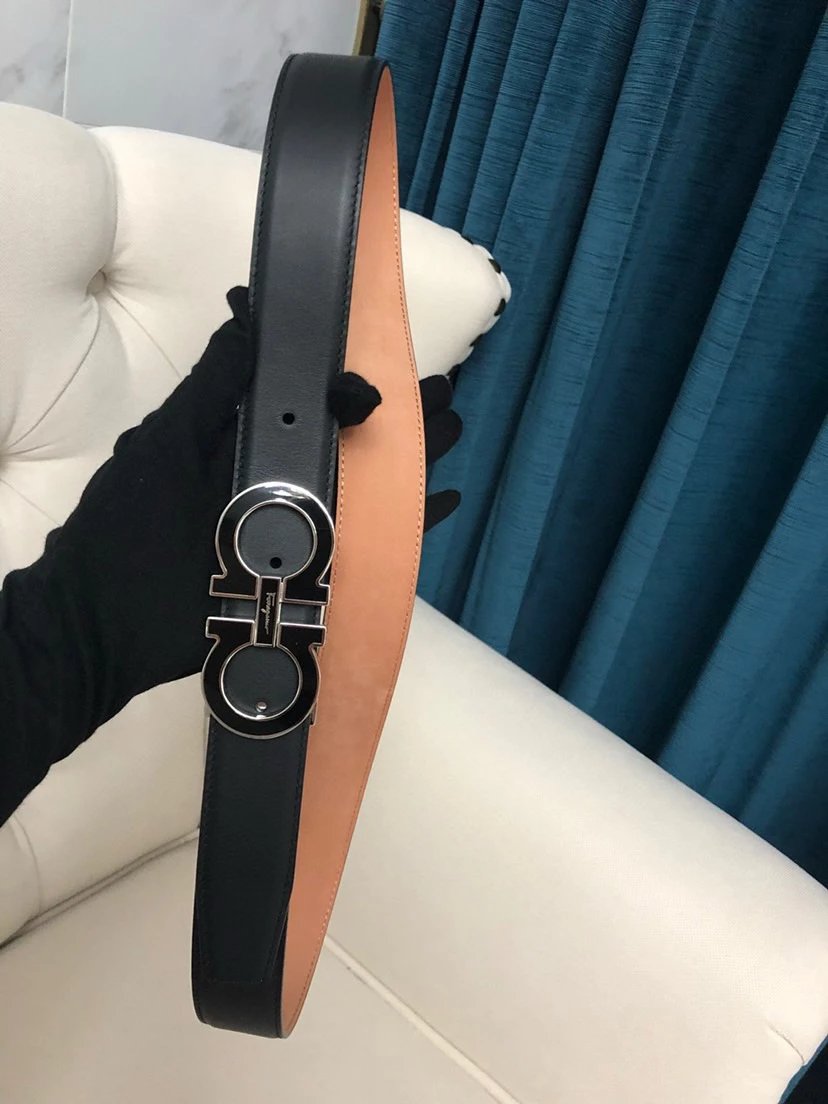 Salvatore Ferragamo Gancini Embossed Leather Belt Gray - 69