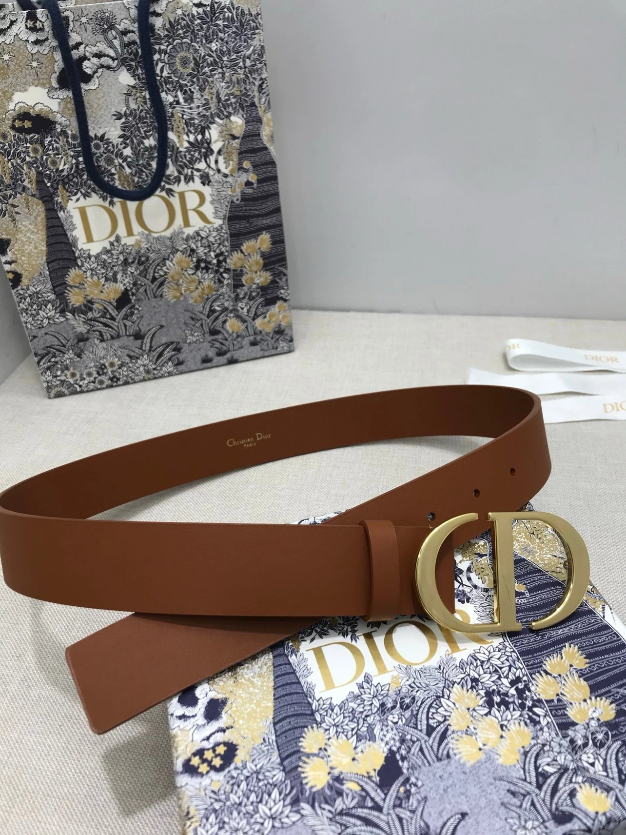 Dior CD Belt in Gray with Gold-Tone Buckle - 21
