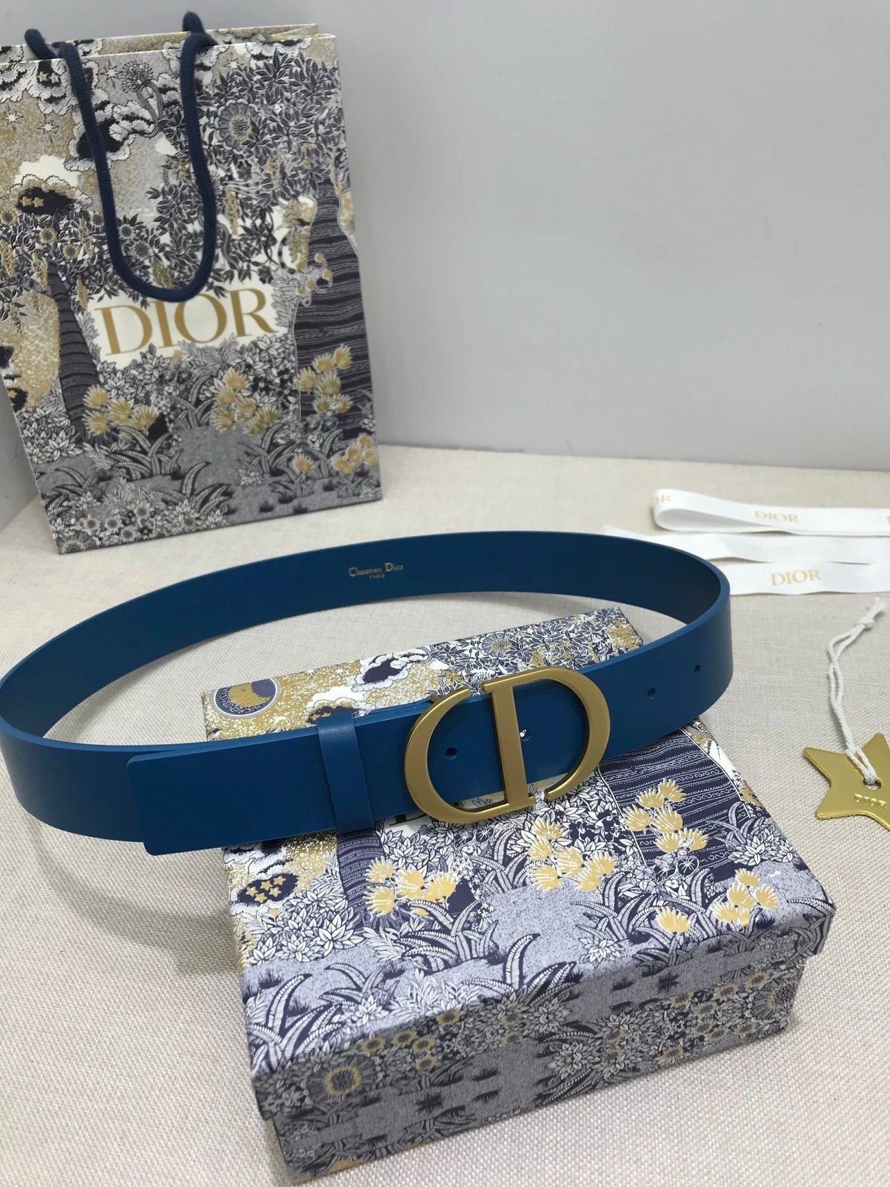 Dior CD Belt in Gray with Gold-Tone Buckle - 9