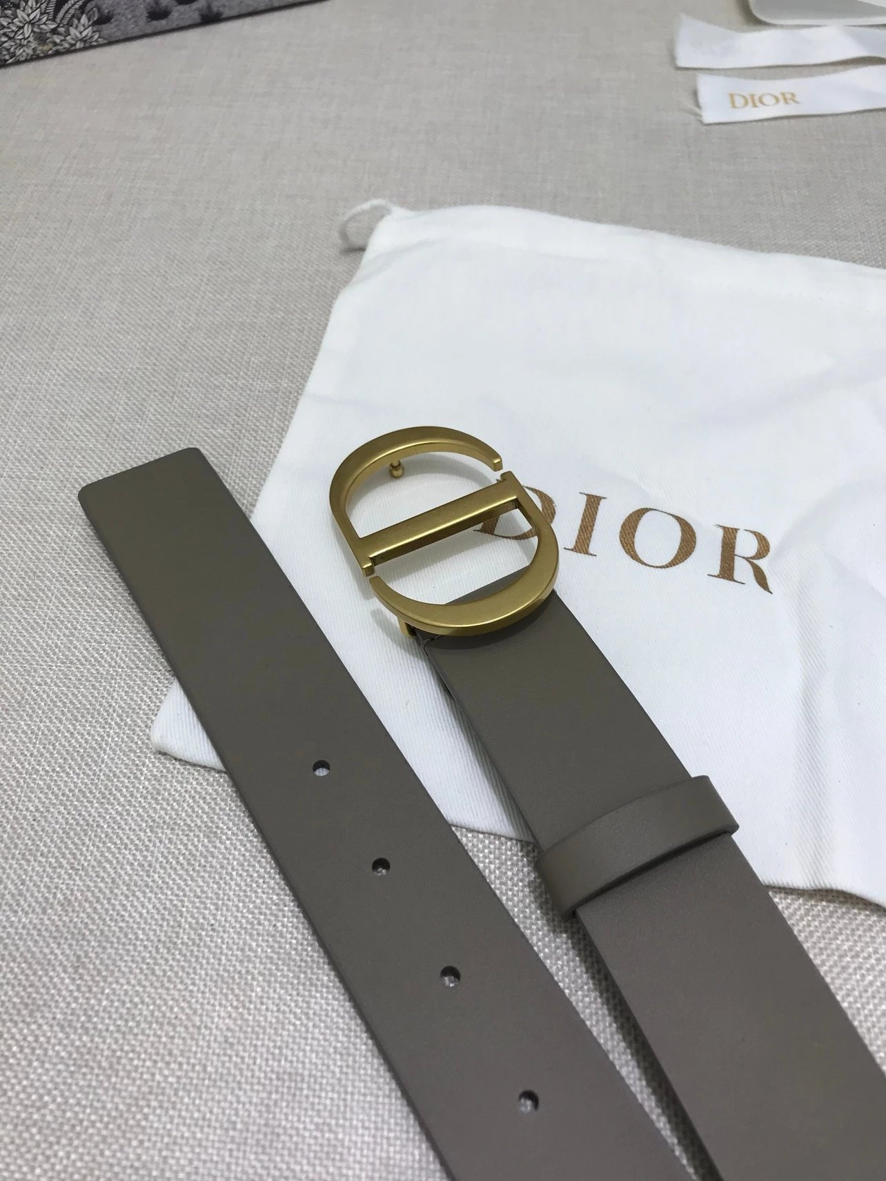 Dior CD Belt in Gray with Gold-Tone Buckle - 18