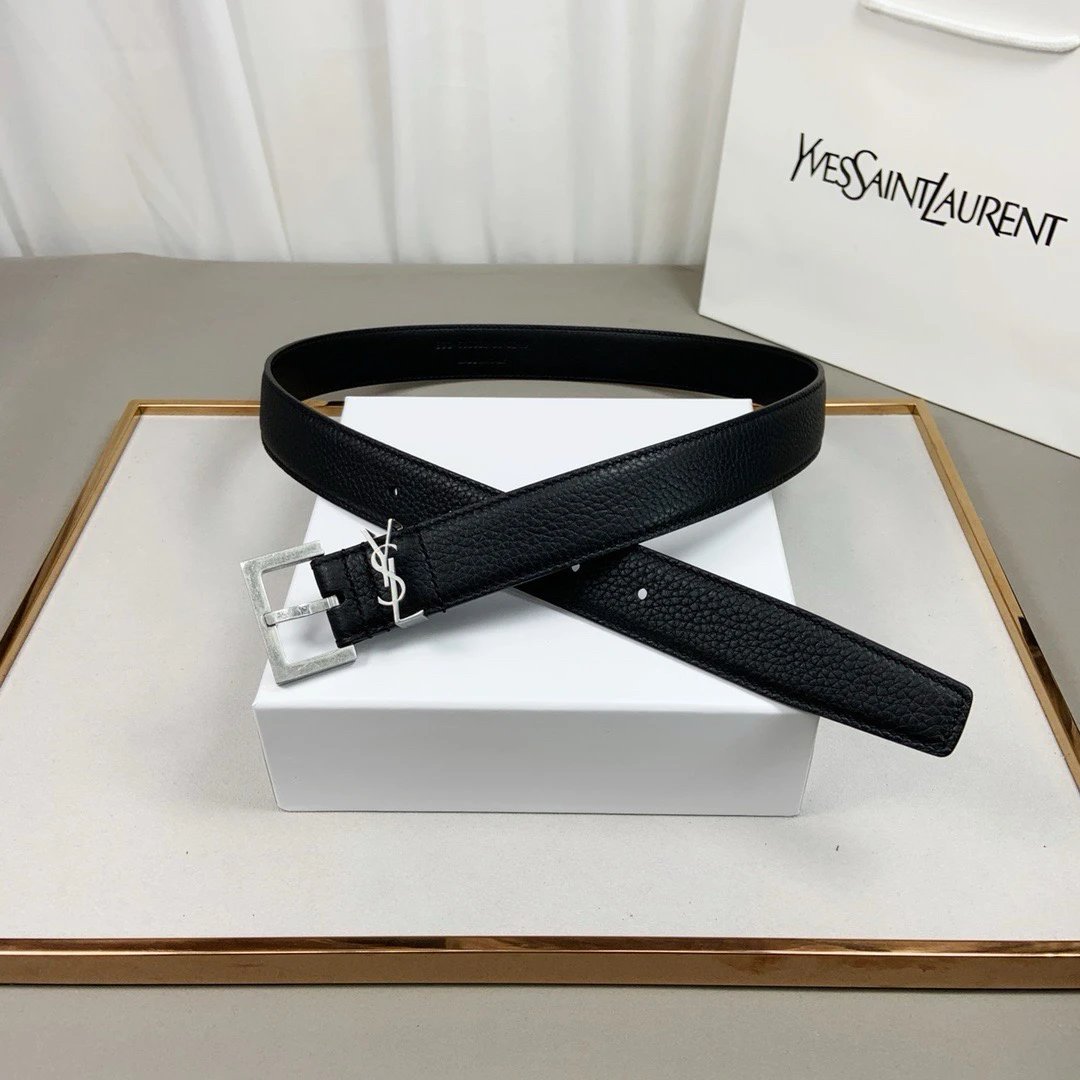Yves Saint Laurent Black Leather Belt