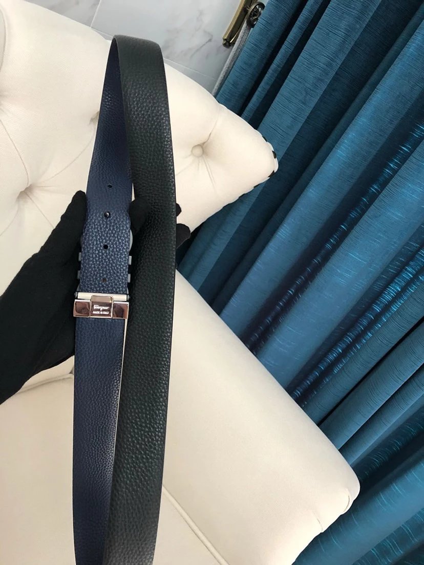 Salvatore Ferragamo Gancini Embossed Leather Belt Gray - 50