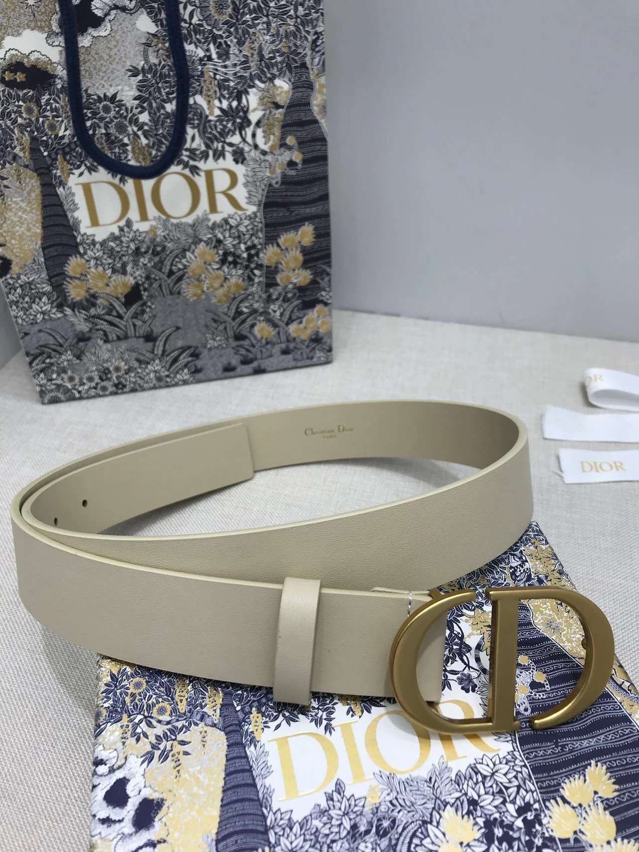 Dior CD Belt in Gray with Gold-Tone Buckle - 28