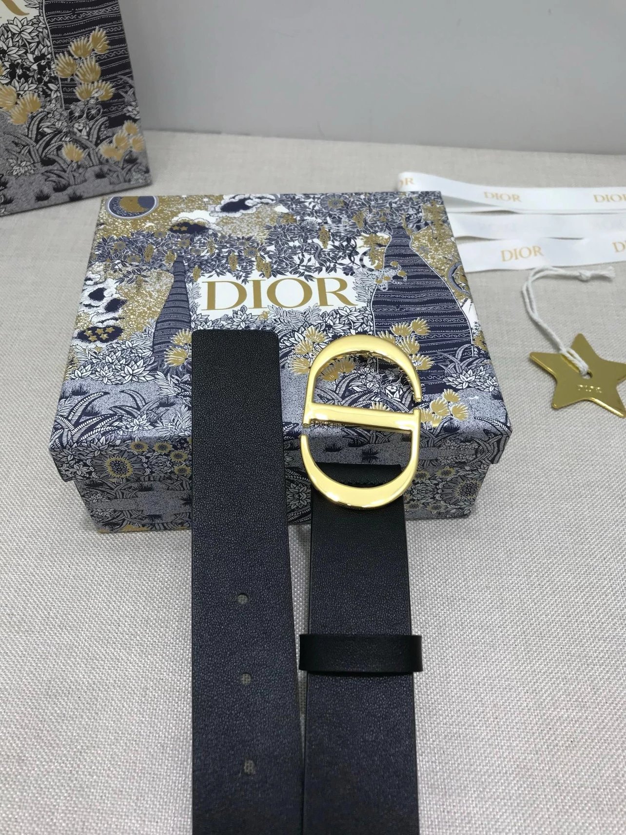 Dior CD Belt in Gray with Gold-Tone Buckle - 7