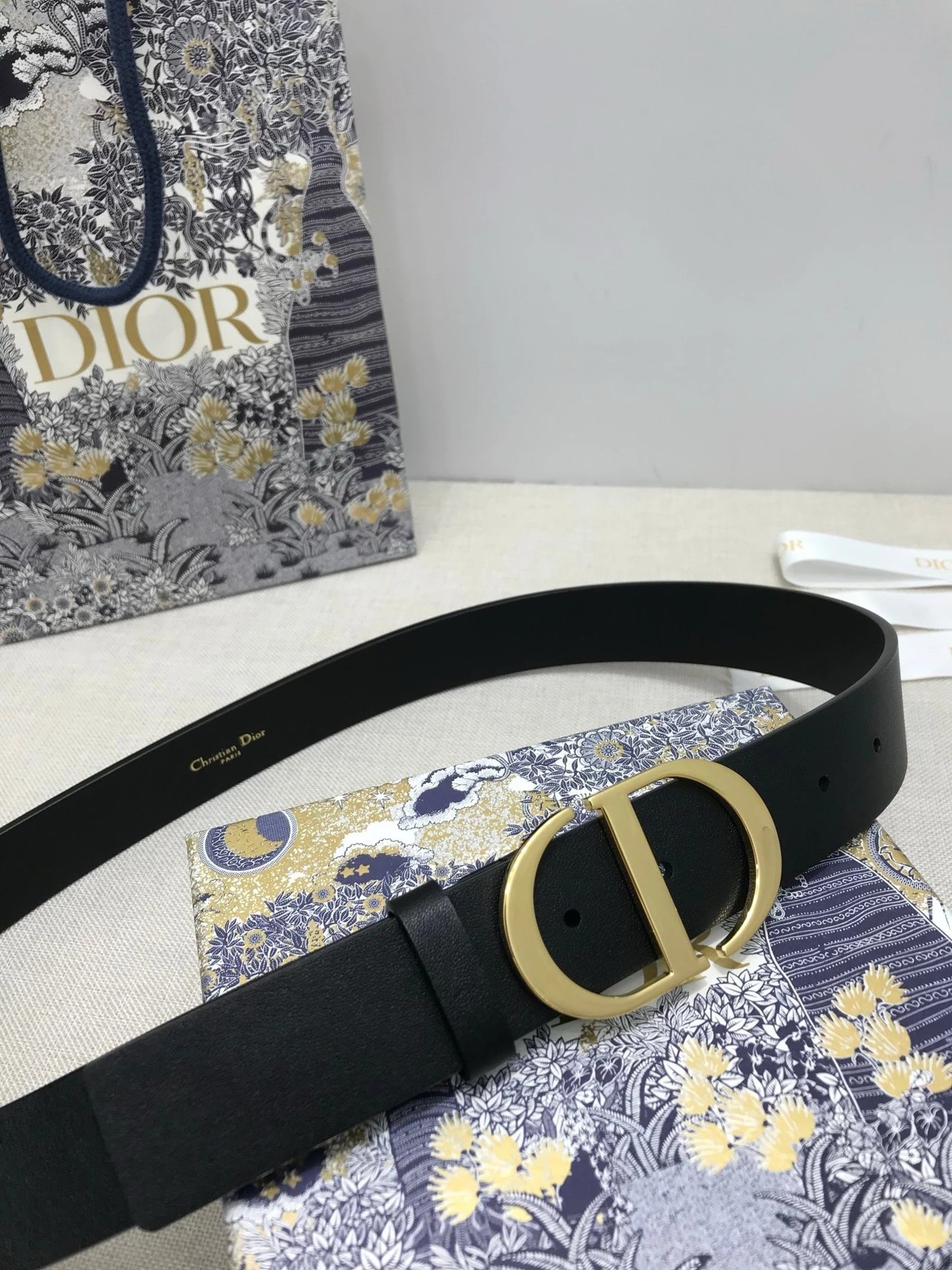Dior CD Belt in Gray with Gold-Tone Buckle - 4