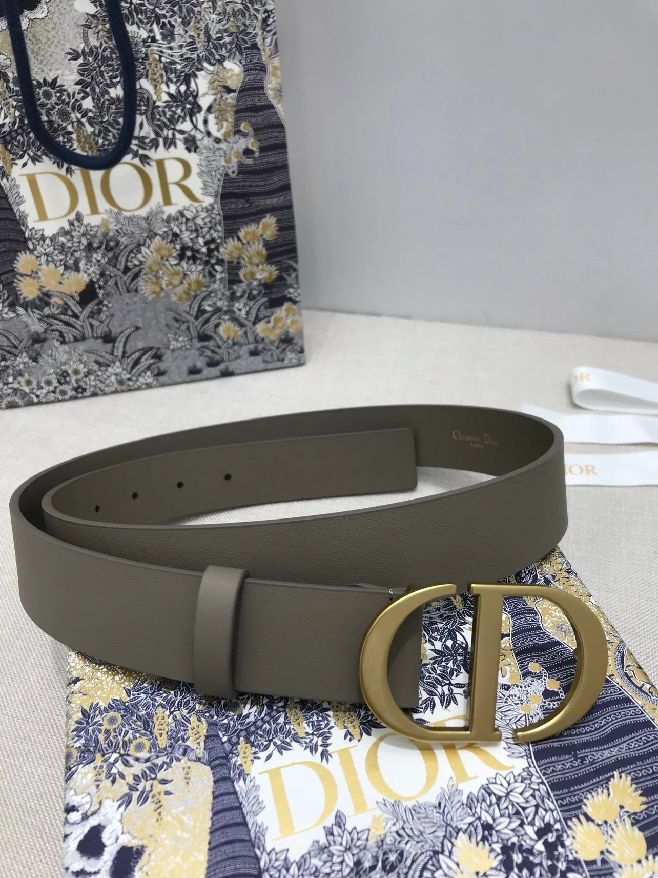 Dior CD Belt in Gray with Gold-Tone Buckle - 17