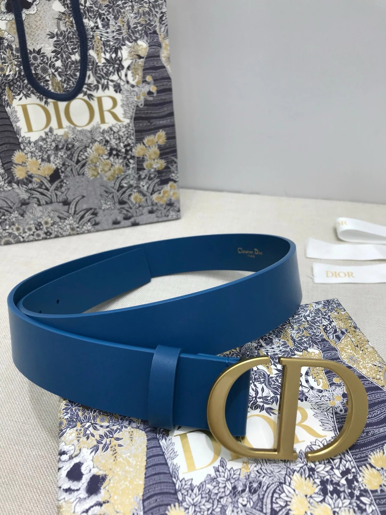 Dior CD Belt in Gray with Gold-Tone Buckle - 12