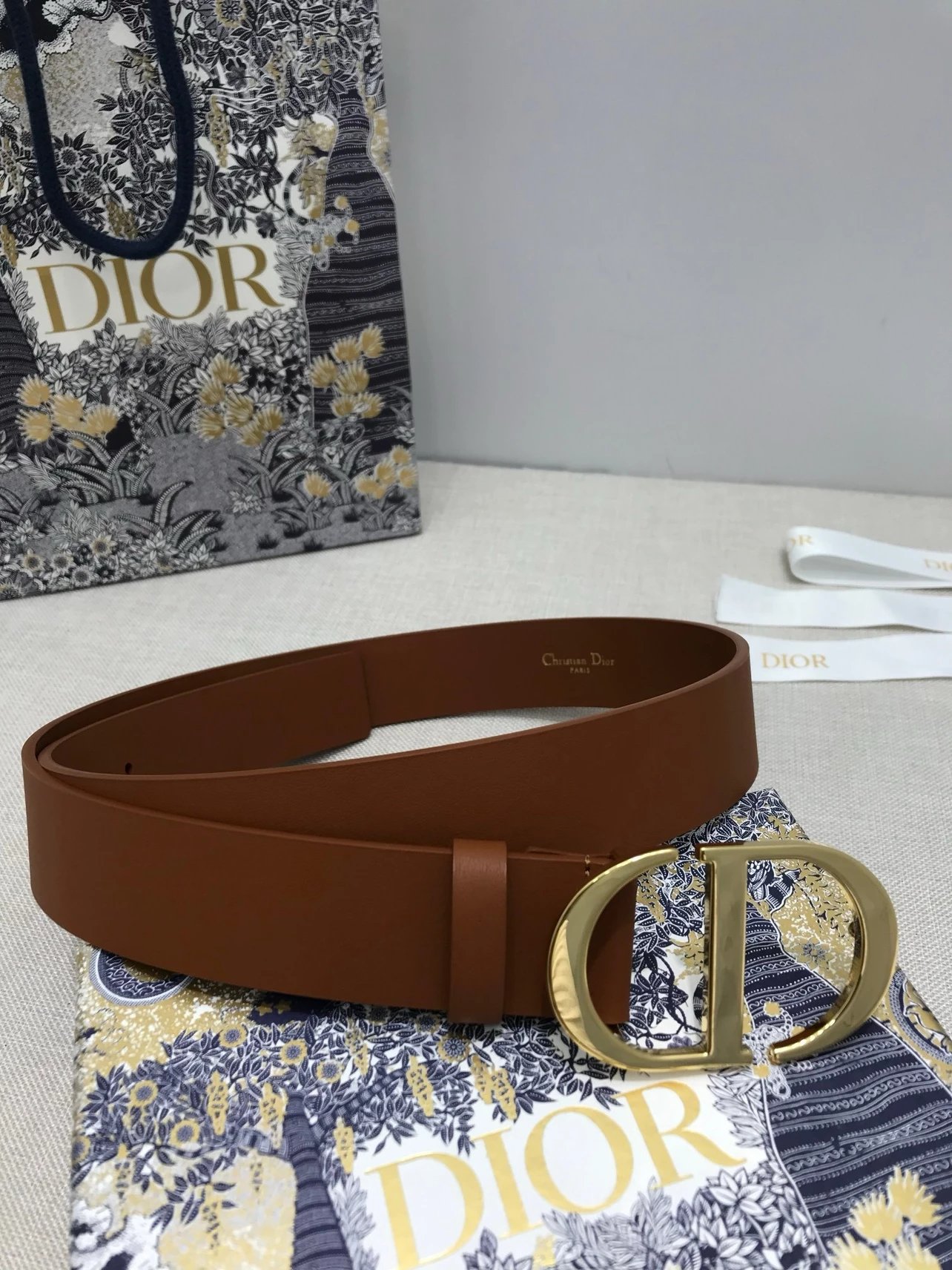 Dior CD Belt in Gray with Gold-Tone Buckle - 22