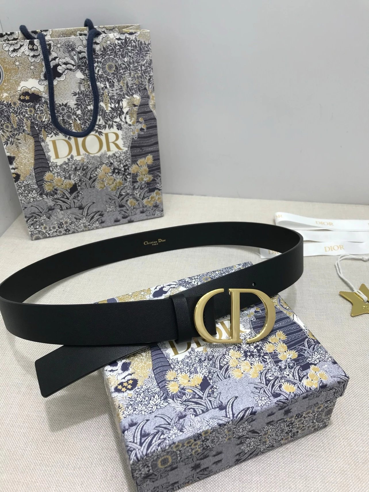 Dior CD Belt in Gray with Gold-Tone Buckle - 5