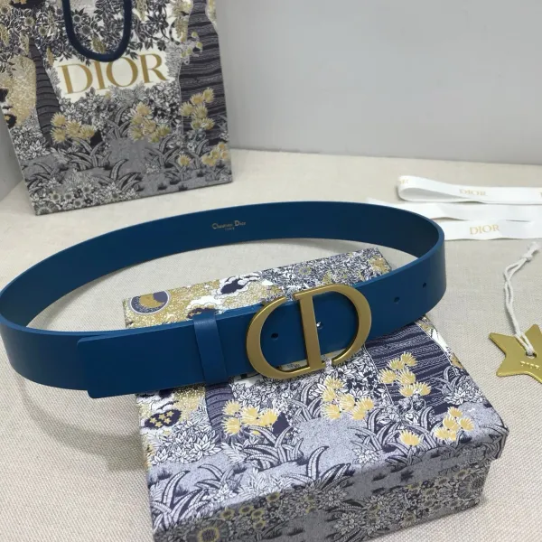 Dior CD Belt Navy Blue Leather Belt - 1