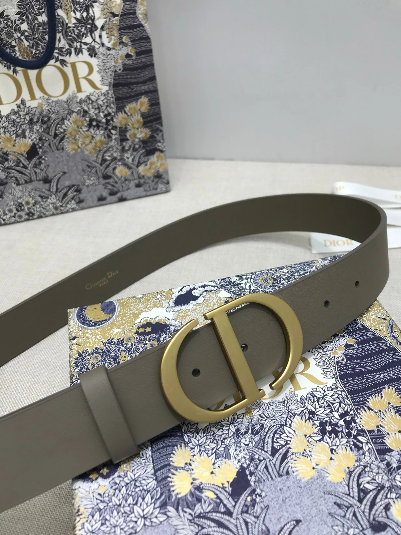 Dior CD Belt in Gray with Gold-Tone Buckle - 15