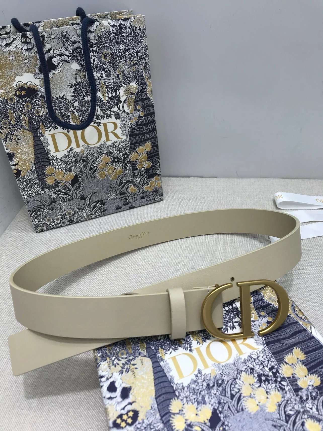 Dior CD Belt in Gray with Gold-Tone Buckle - 27