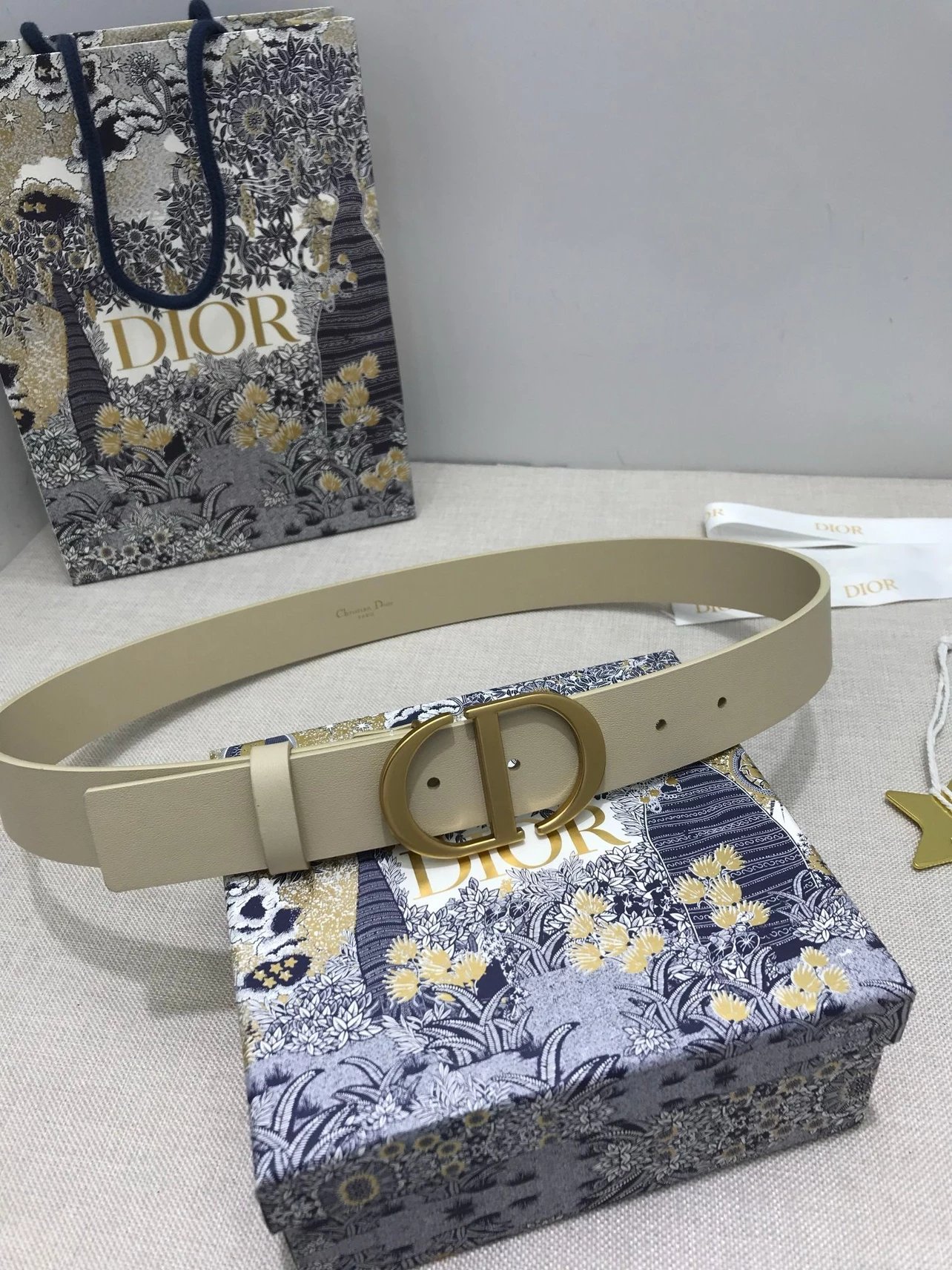 Dior CD Belt in Gray with Gold-Tone Buckle - 25