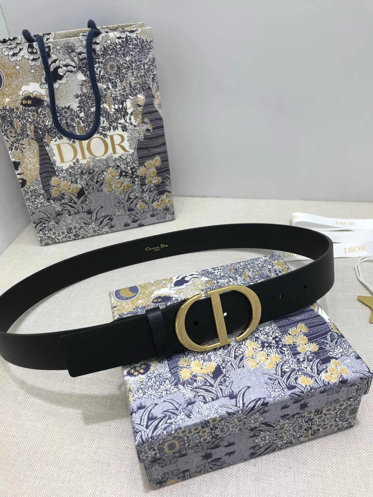 Dior CD Belt in Gray with Gold-Tone Buckle - 3