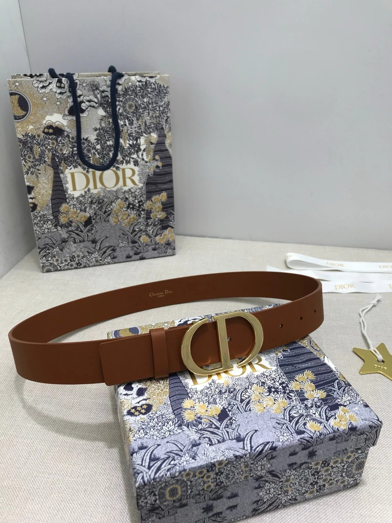 Dior CD Belt in Gray with Gold-Tone Buckle - 19