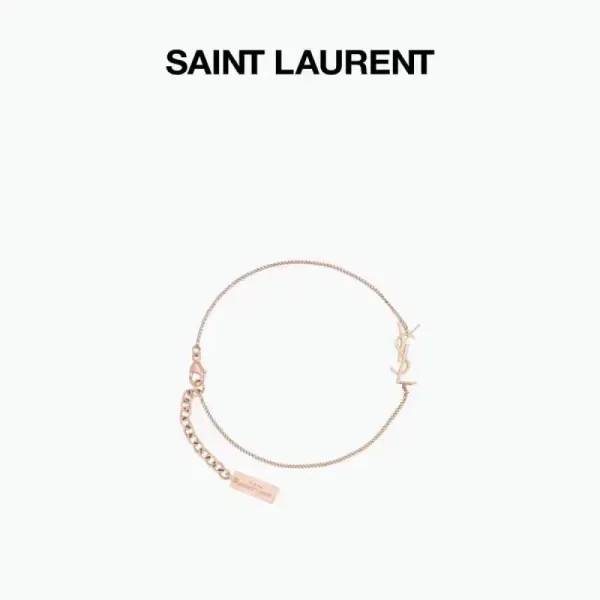 Saint Laurent YSL Monogram Bracelet Gold Tone Jewelry - 4