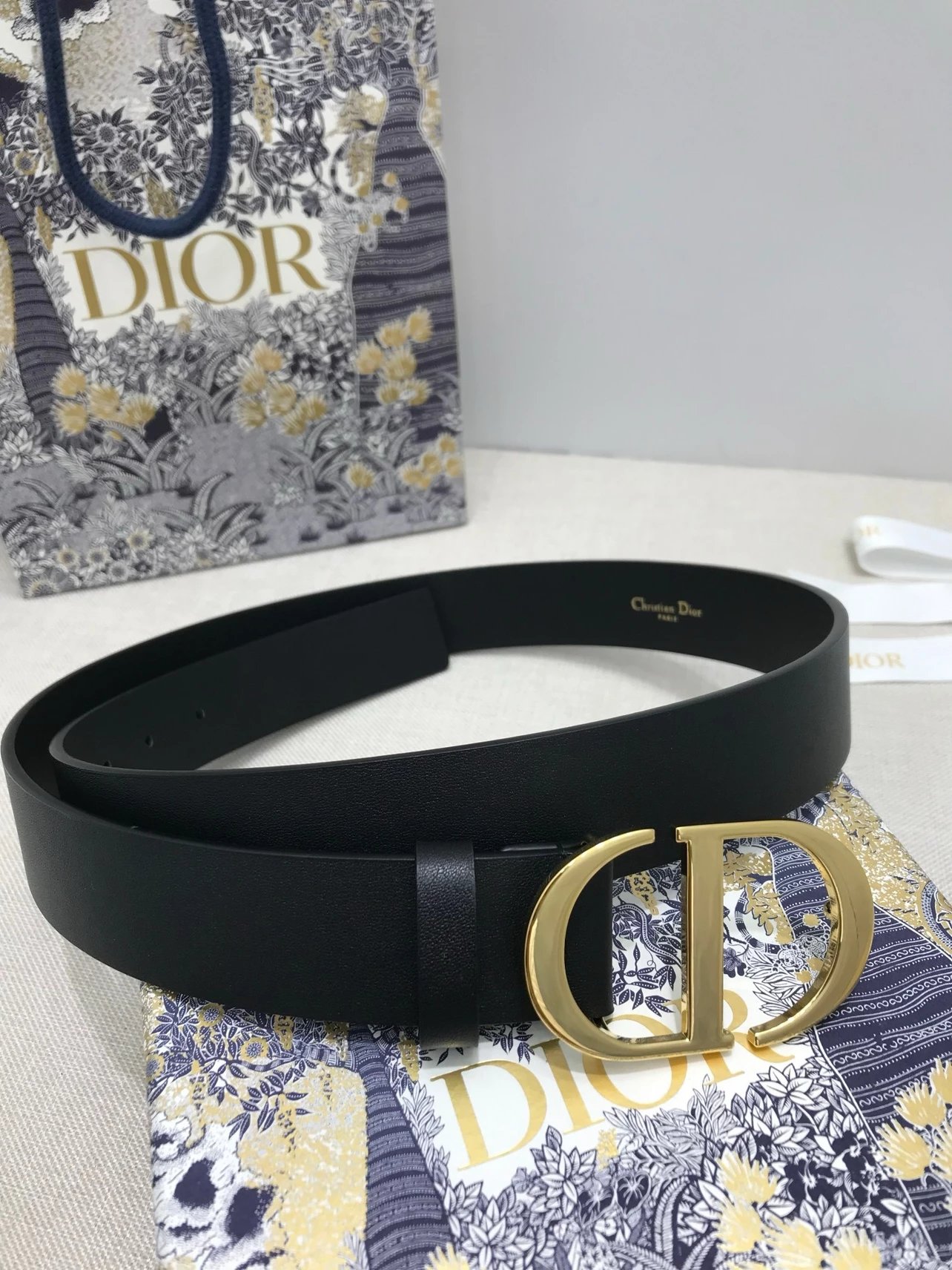 Dior CD Belt in Gray with Gold-Tone Buckle - 6