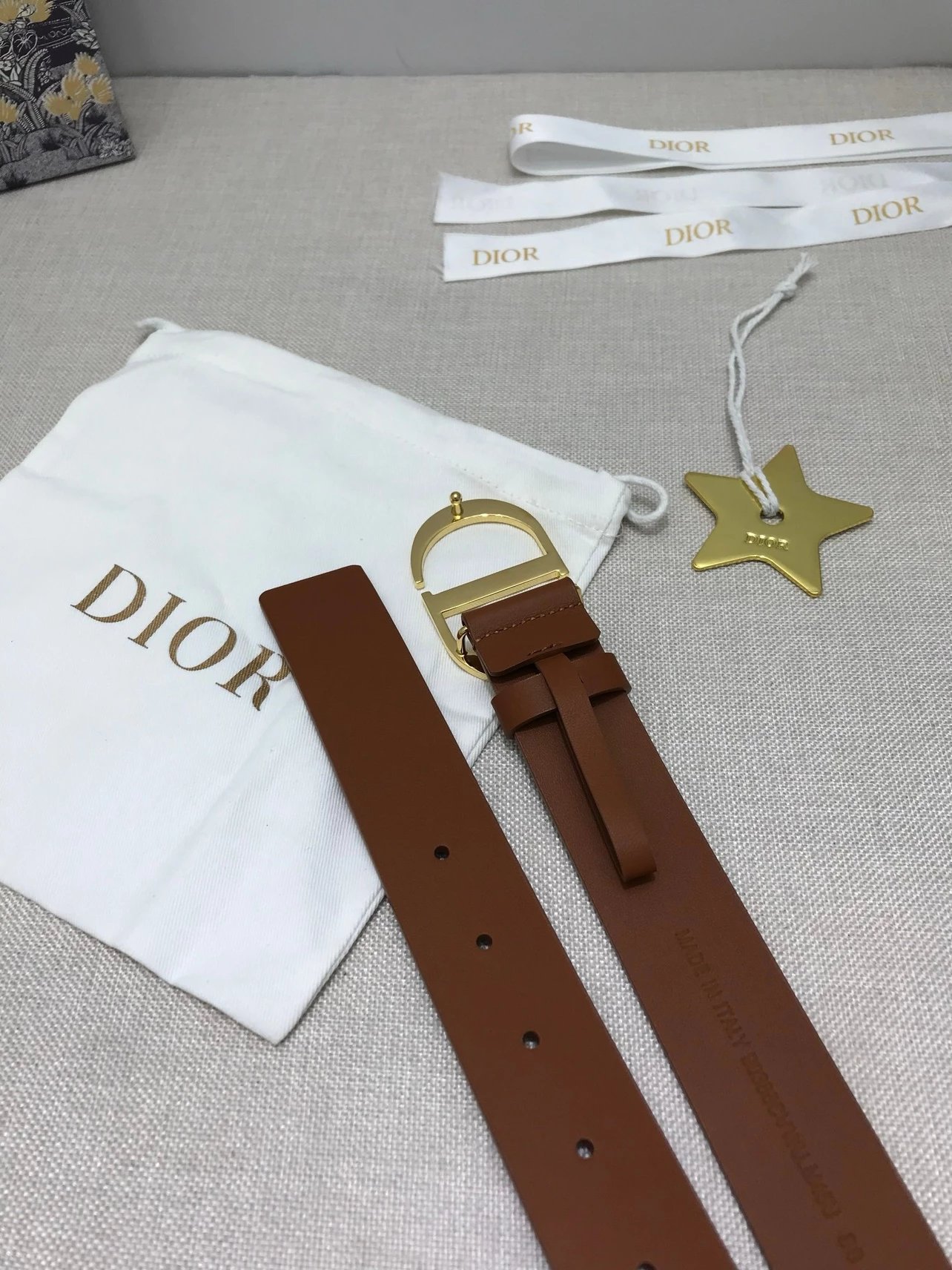 Dior CD Belt in Gray with Gold-Tone Buckle - 24