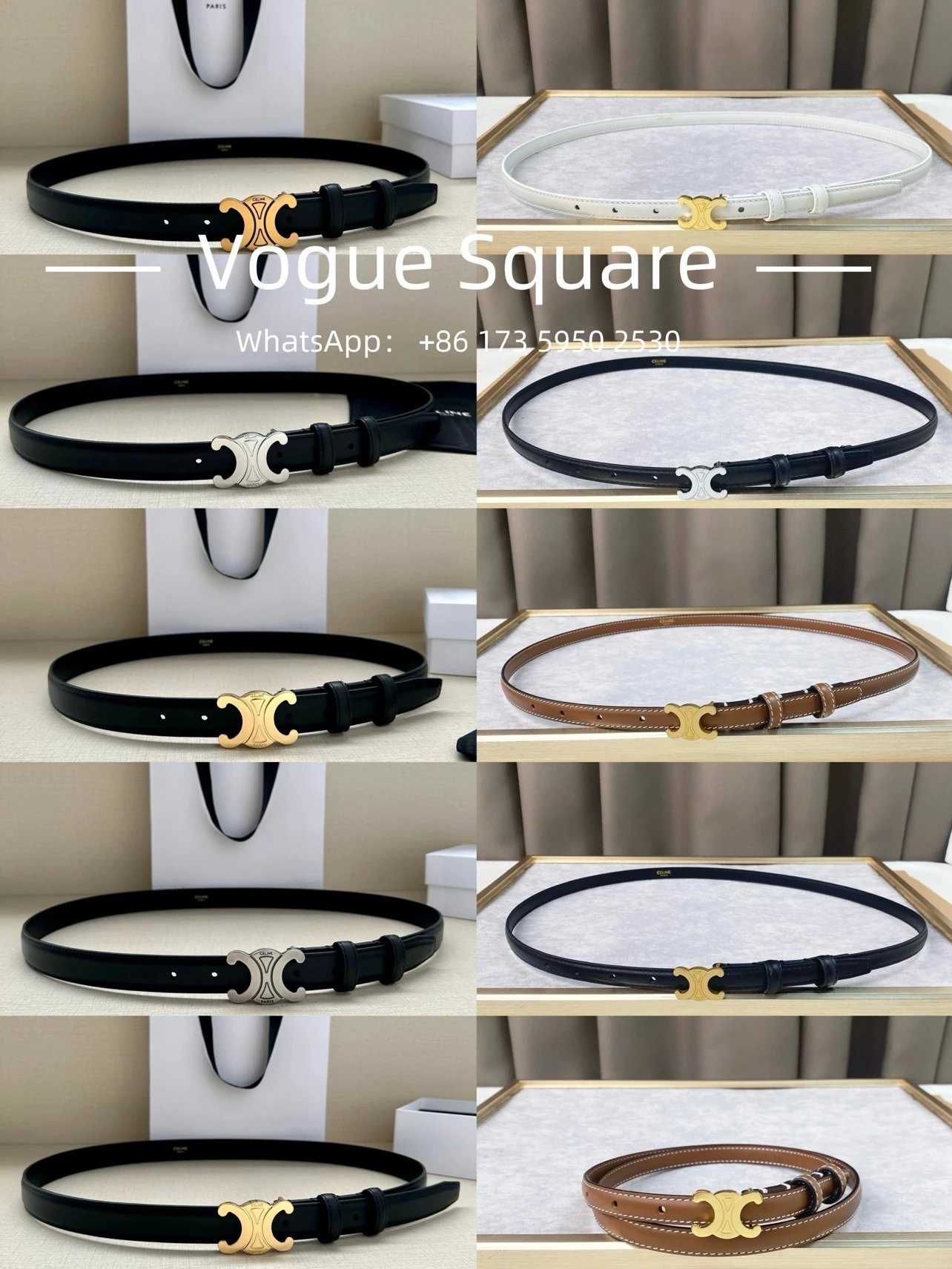 Celine Black Leather Belt with Gold Buckle