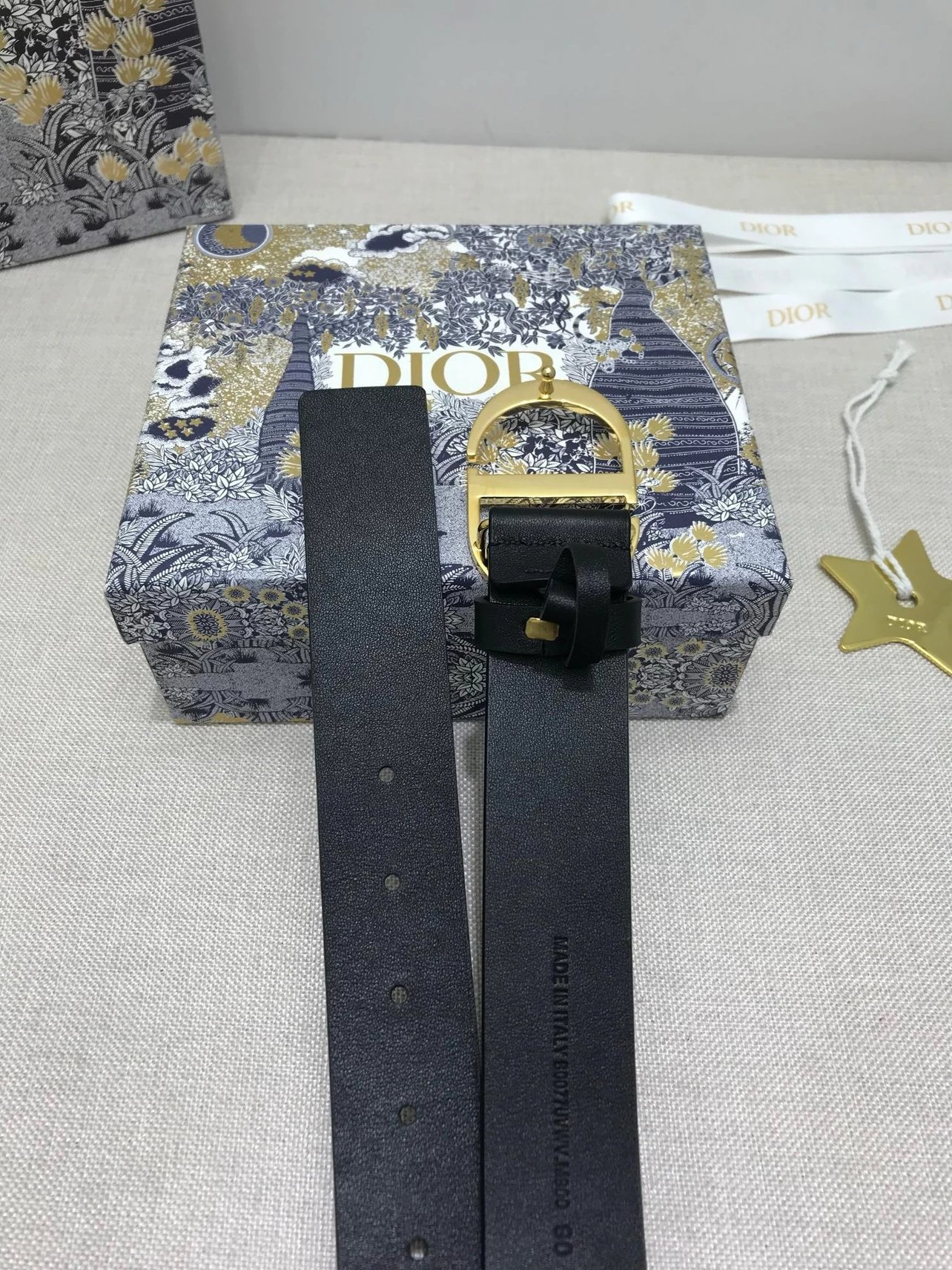 Dior CD Belt in Gray with Gold-Tone Buckle - 8