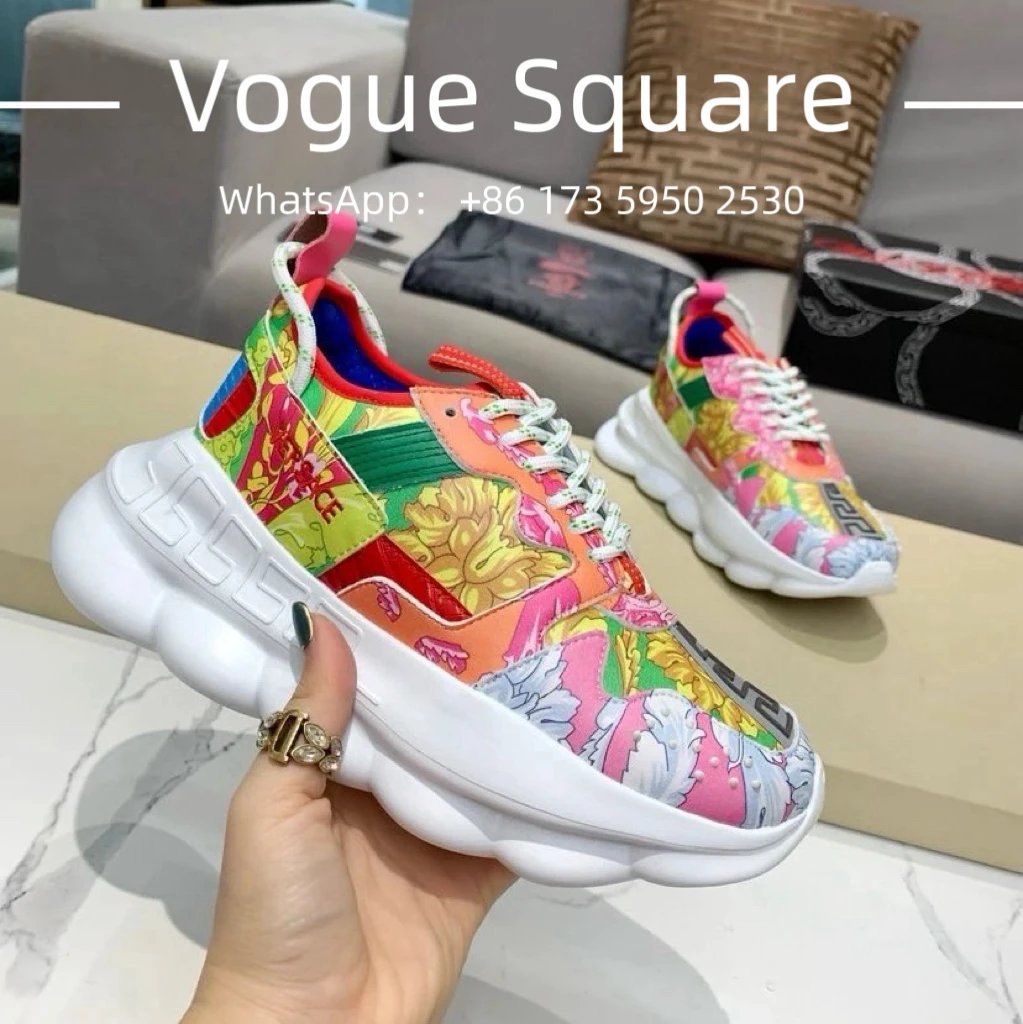 Versace Chain Reaction Multicolor Floral Print Chunky Sneakers