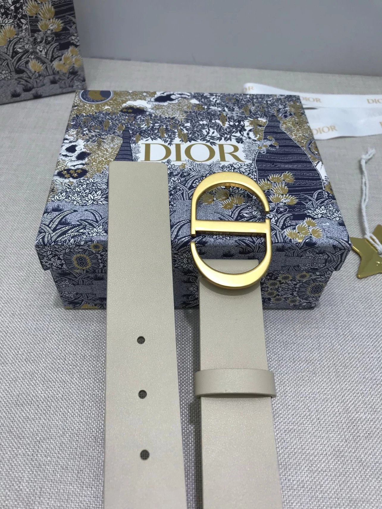 Dior CD Belt in Gray with Gold-Tone Buckle - 29