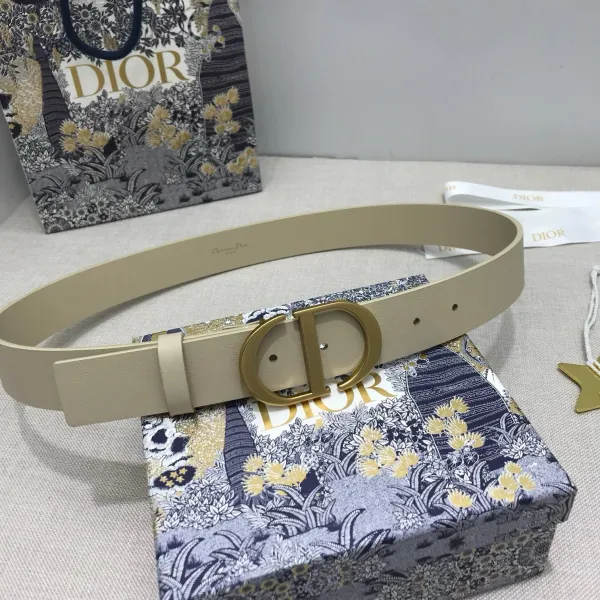 Dior CD Belt Beige Leather Belt - 1