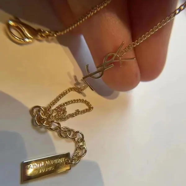 Saint Laurent YSL Monogram Bracelet Gold Tone Jewelry - 6