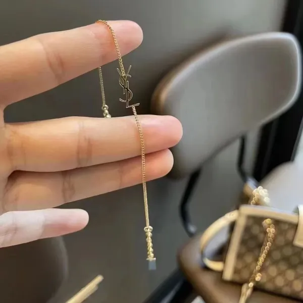 Saint Laurent YSL Monogram Bracelet Gold Tone Jewelry - 5