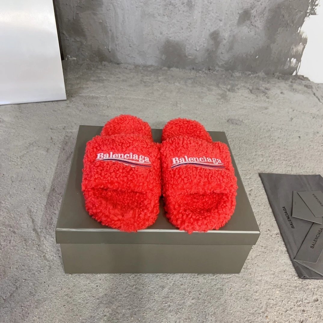 Balenciaga Slippers Embroidered Logo Teddy — As shown in Figure 7