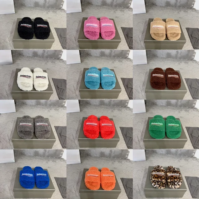 Balenciaga Slippers Embroidered Logo Teddy product detail image 1