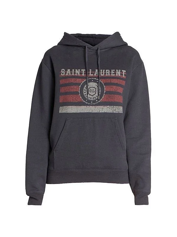 Saint Laurent T-Shirts Striped SL crest graphic crew-neck T-shirt product detail image 5
