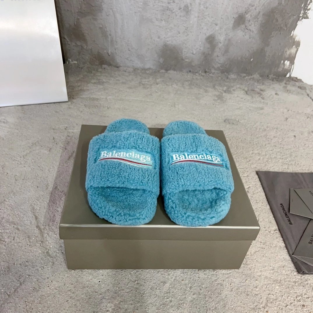 Balenciaga Slippers Embroidered Logo Teddy — As shown in Figure 6
