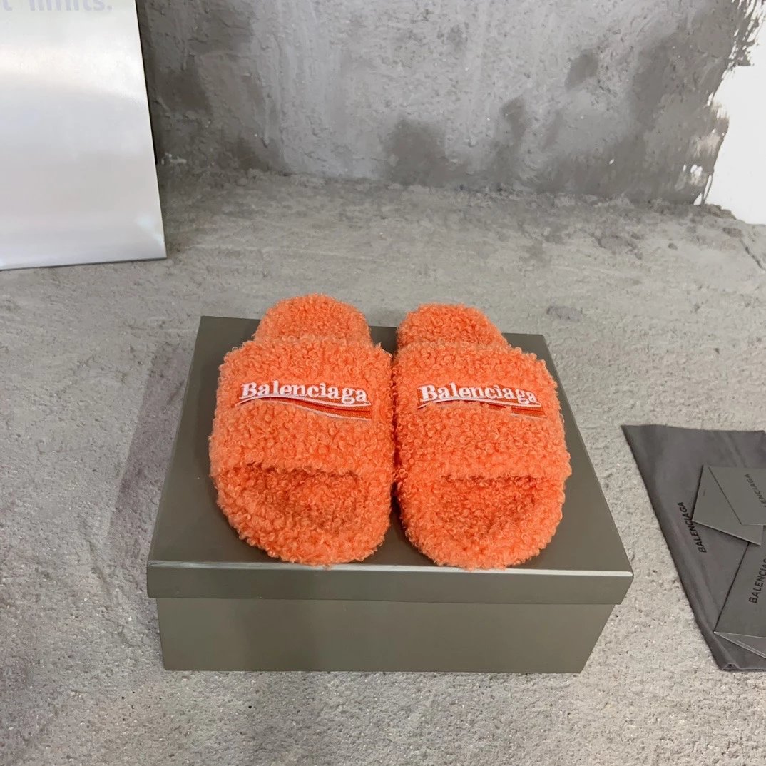 Balenciaga Slippers Embroidered Logo Teddy — As shown in Figure 8