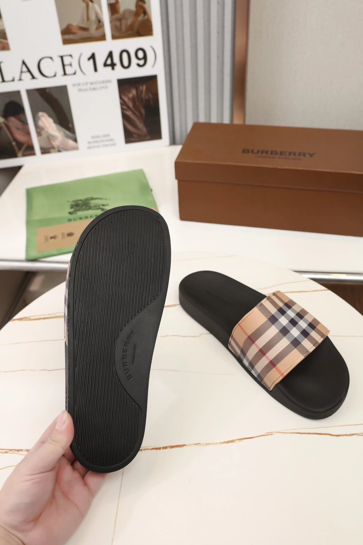 Burberry Equestrian Knight Slide Black Slippers - 5
