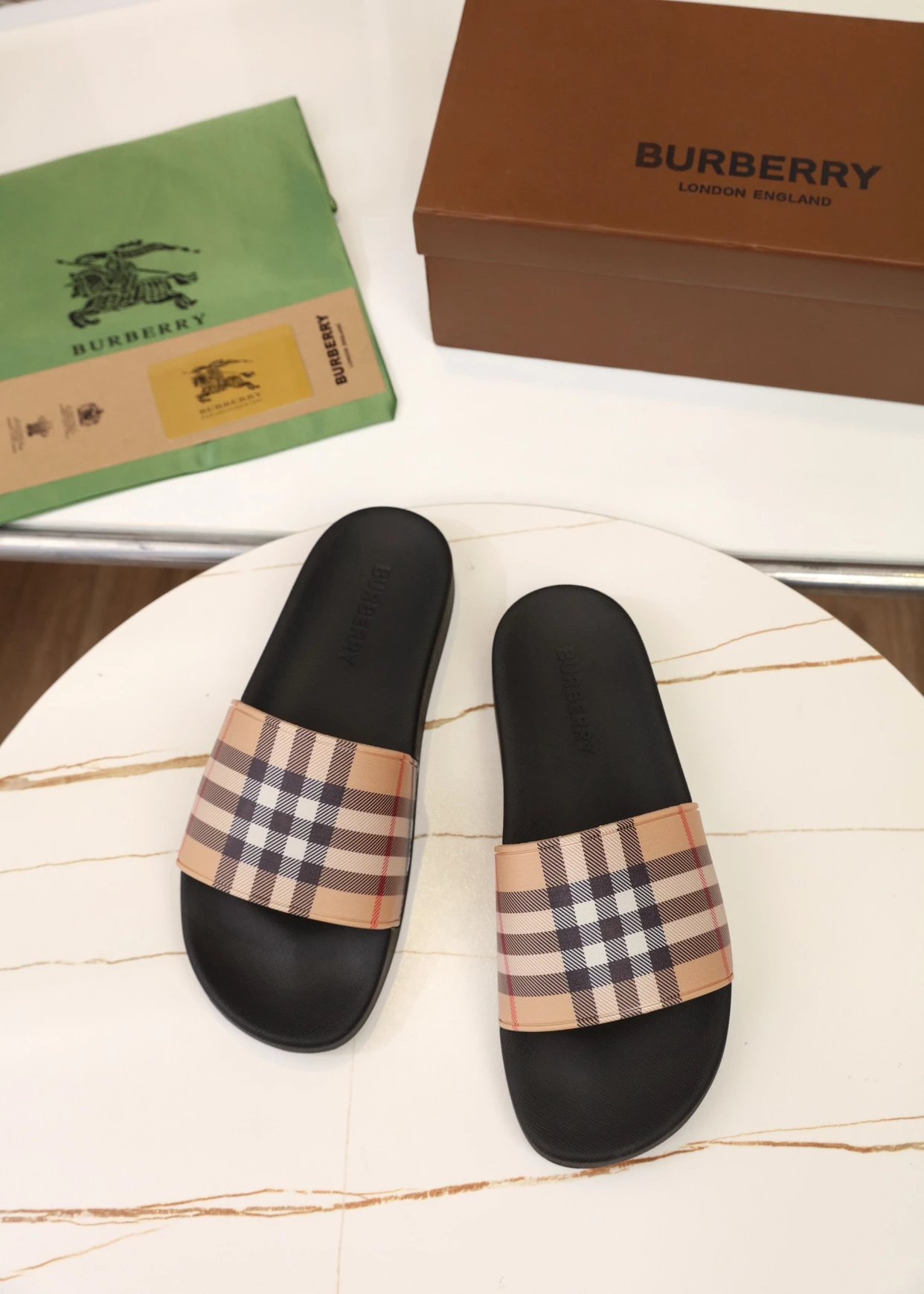 Burberry Equestrian Knight Slide Black Slippers - 3