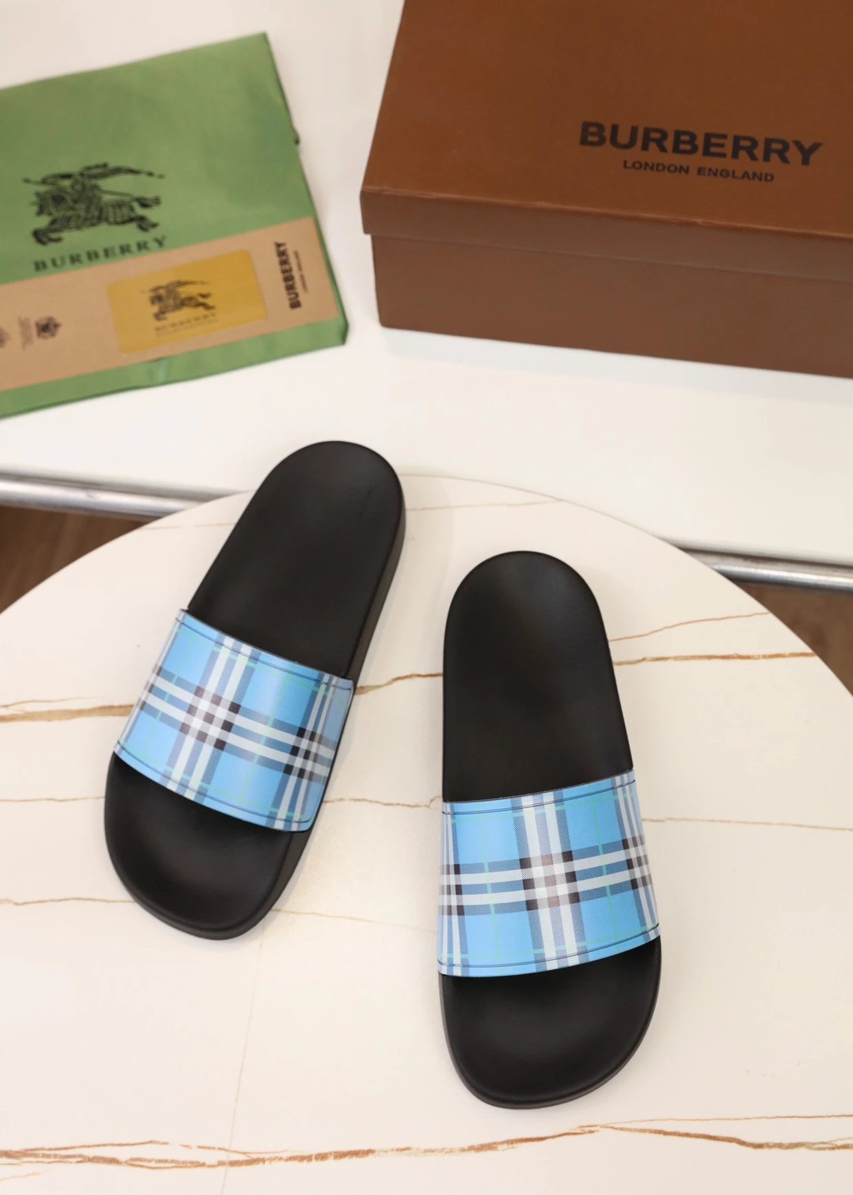 Burberry Equestrian Knight Slide Black Slippers - 15