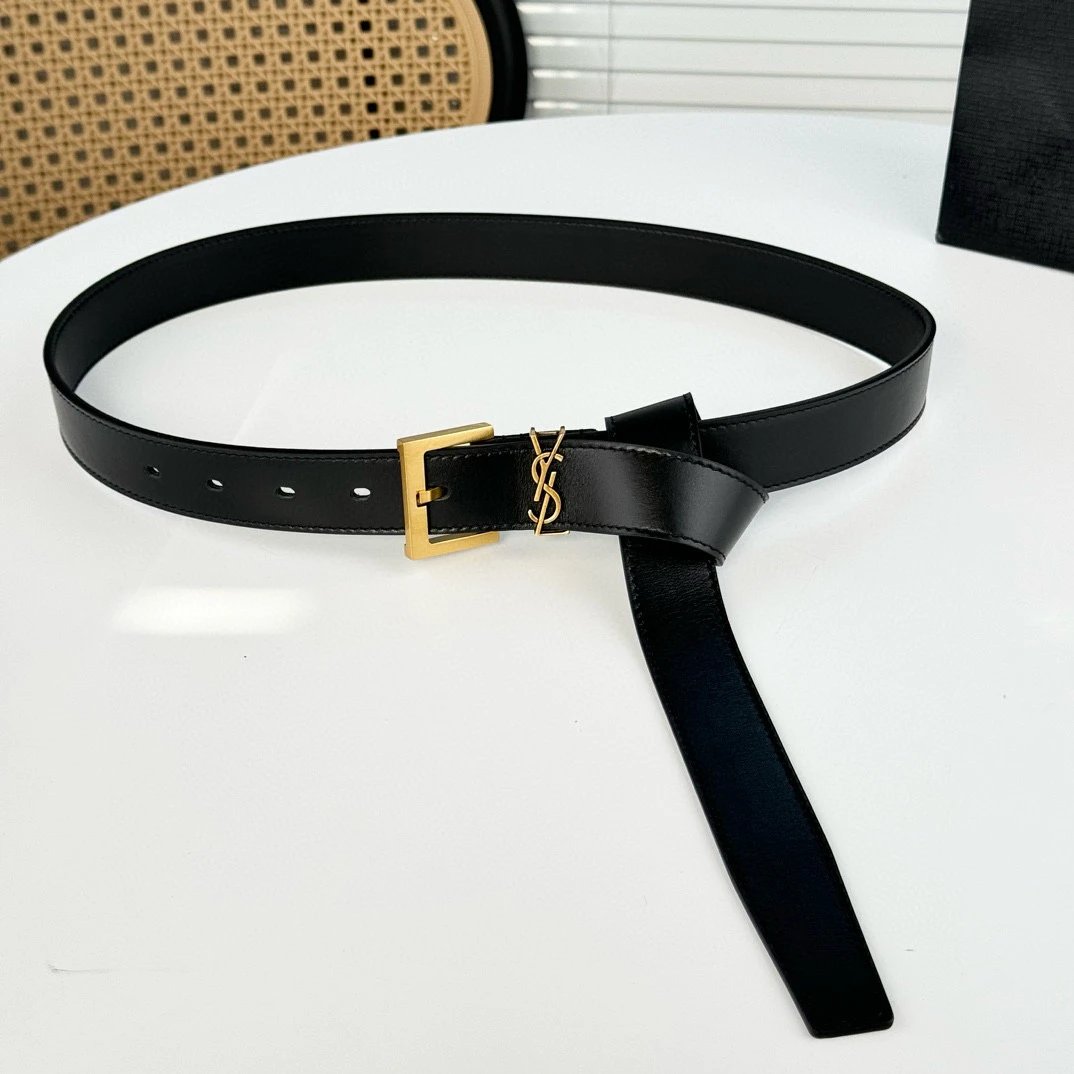 YSL Monogram Leather Belt