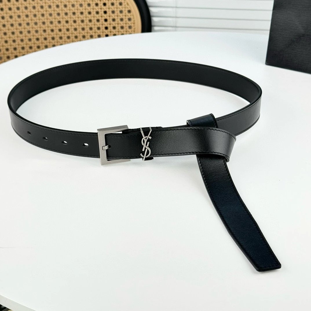 YSL Monogram Leather Belt