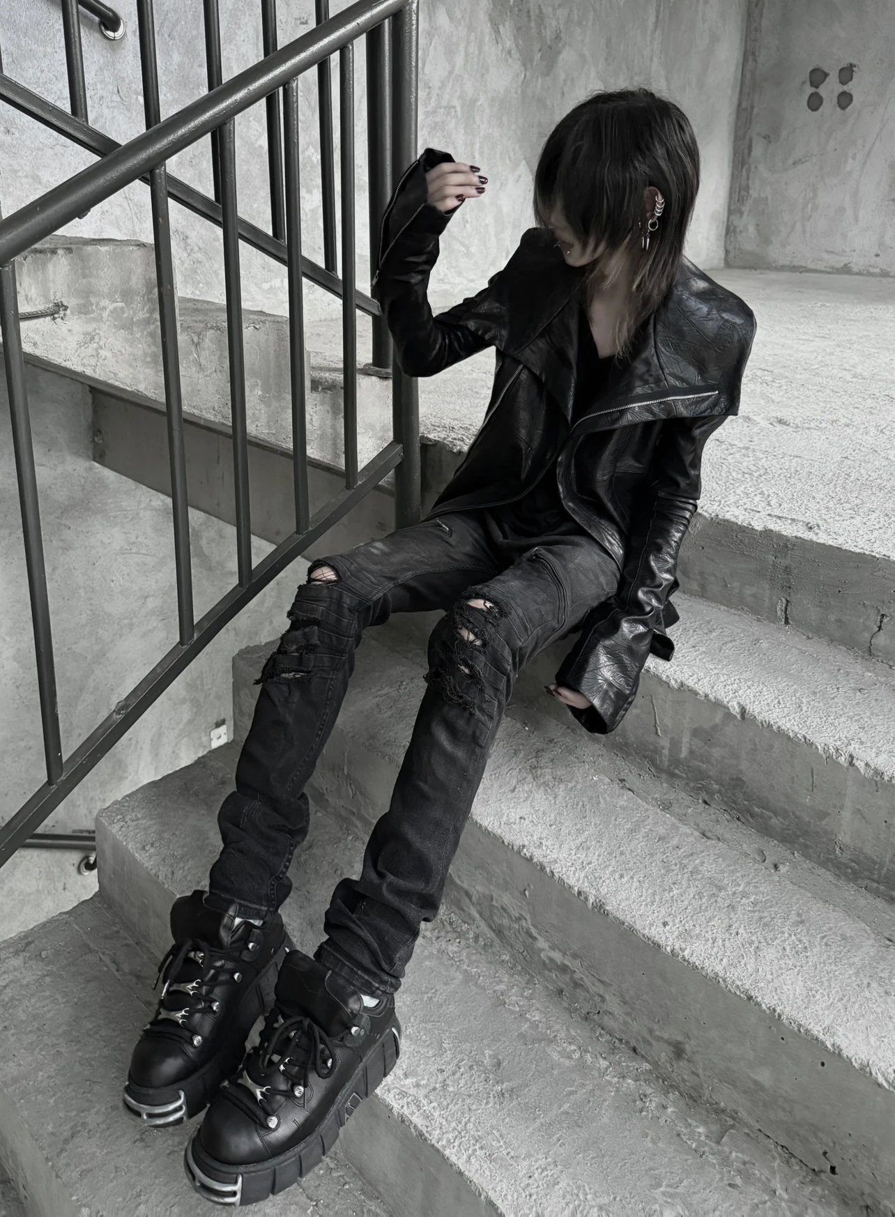 L.G.B Distressed Coated Biker Pants In Stock